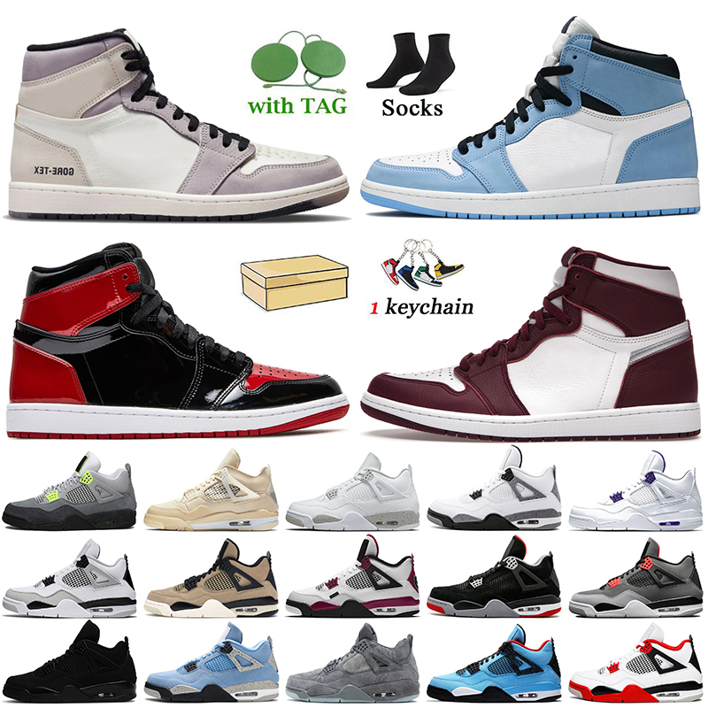 2022 Fashion With Socks Jumpman 1 1s Basketball Shoes Jorden4s 4 Gore-Tex University Blue Patent Bred Bordeaux Jorden1s 4s White Off Oreo Infrared Sneakers Trainers от DHgate WW