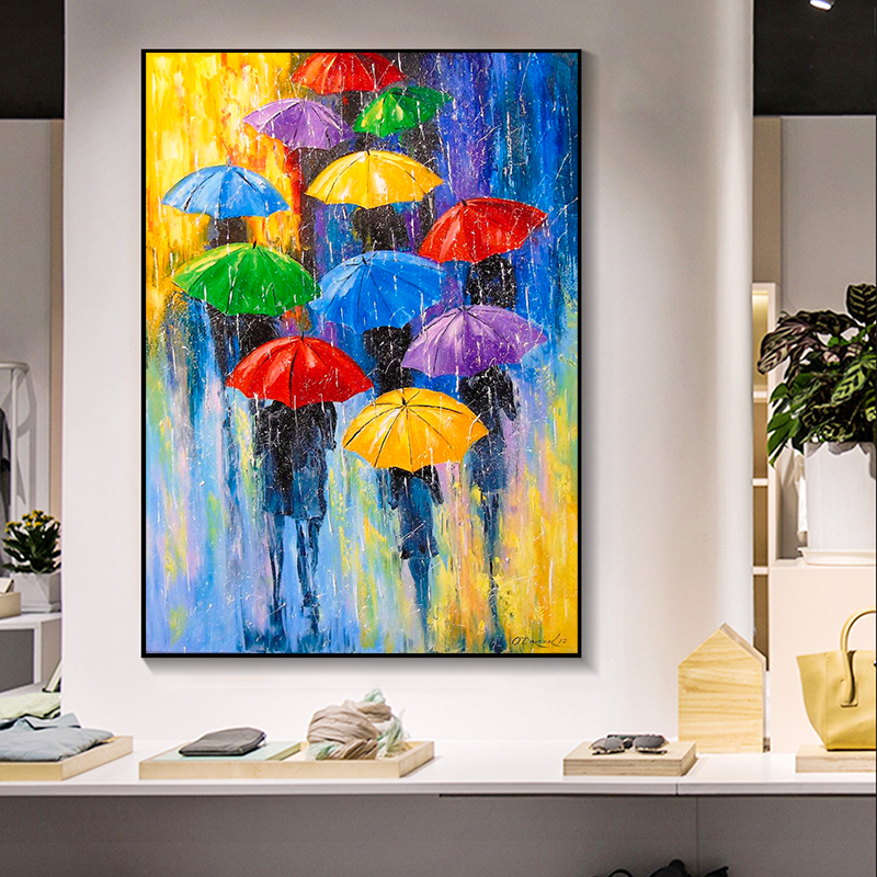 Colorful Umbrella Graffiti Abstract Painting Wall Art Canvas Prints Posters and Prints For Living Room Decoration