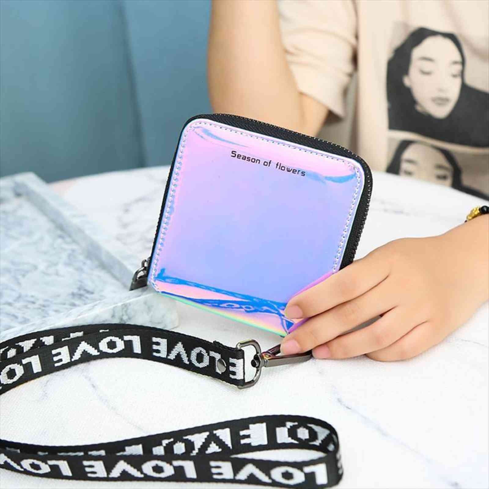 lanyard laser holographic wallet women wallets lady short purse portfel card holder womens small coin carteras, Red;black
lanyard laser holographic wallet women wallets lady short purse portfel card holder womens small coin carteras, Red;black