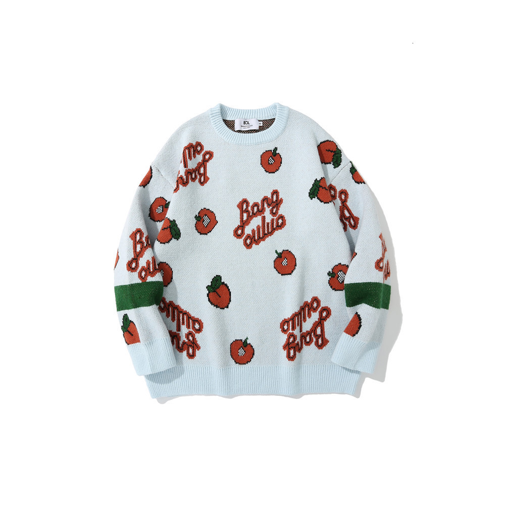 sweater knit wind contrast jacquard ted men's fashion brand loose round neck pullover, White;black
sweater knit wind contrast jacquard ted men's fashion brand loose round neck pullover, White;black
