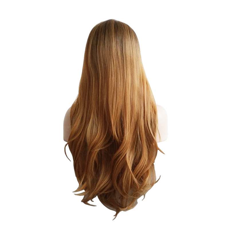 WoodFestival heat resistant fiber wigs ombre brown curly synthetic wig long wavy women wig harajuku 75cm