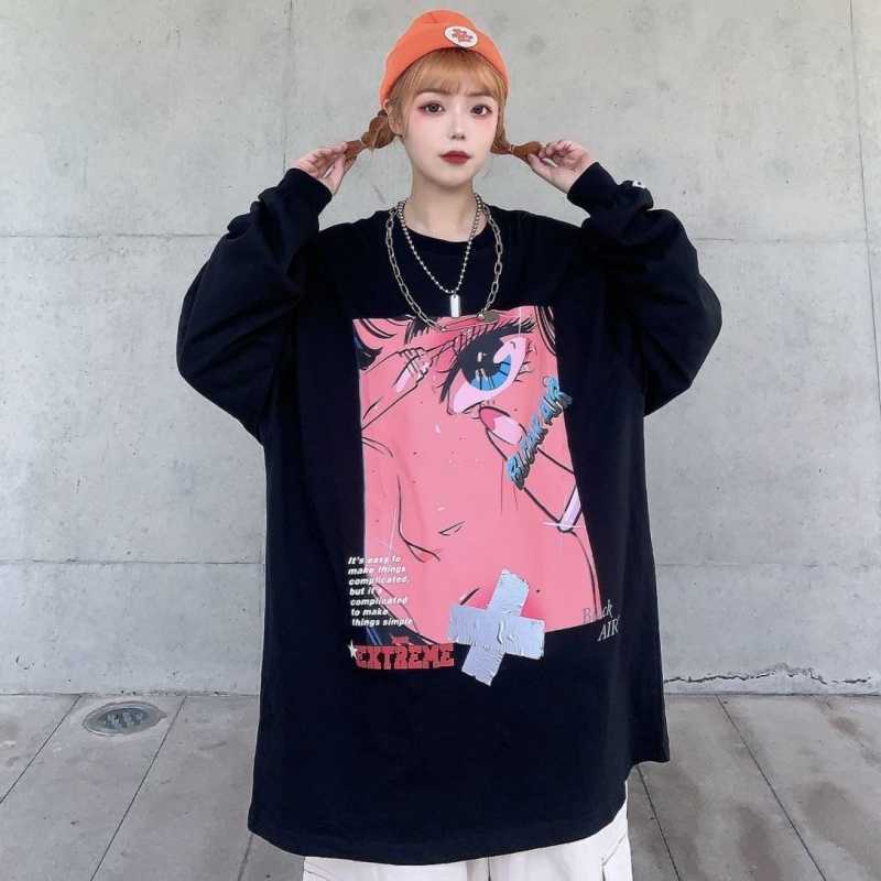 Japanese Gothic fashion street sweatshirts hip hop FB Harajuku loose ins casual women's tops dark cartoon print 210608, White
Japanese Gothic fashion street sweatshirts hip hop FB Harajuku loose ins casual women's tops dark cartoon print 210608, White