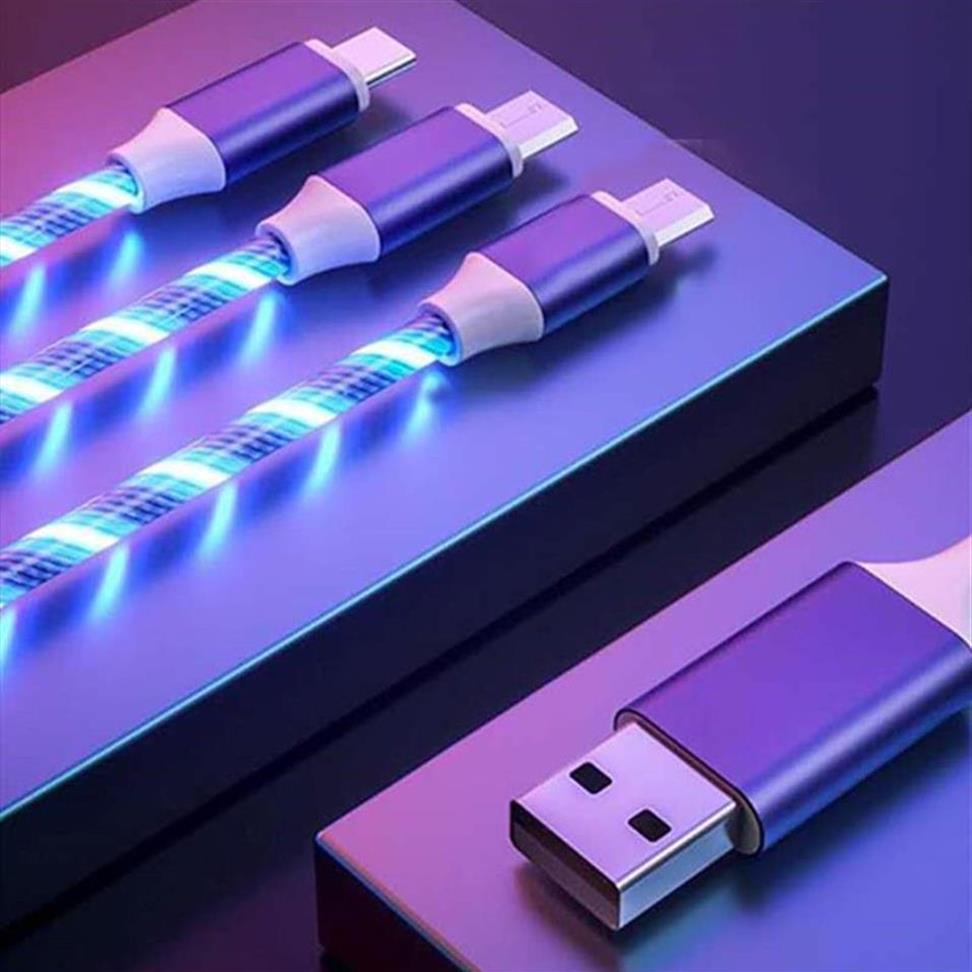 3 in 1 LED Flowing USB Cables 1.2m Streamer Data Line Type C Micro Charger Cord for Samsung Huawei Smart Phone a05 a09481W480e, Random colors
3 in 1 LED Flowing USB Cables 1.2m Streamer Data Line Type C Micro Charger Cord for Samsung Huawei Smart Phone a05 a09481W480e, Random colors