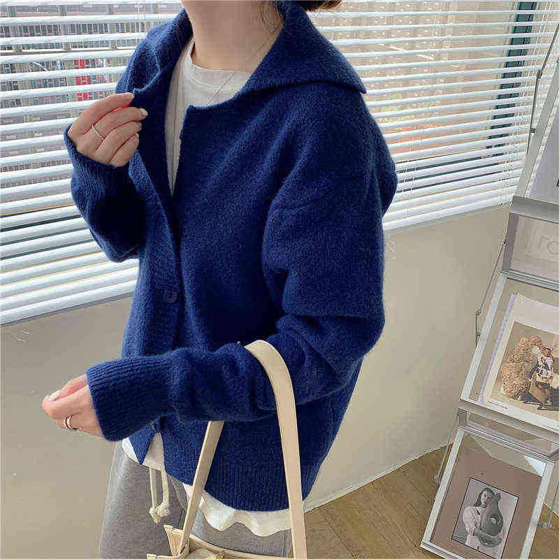 Colorfaith Women's Autumn Winter Sweater Fashionable Elegant Oversized Buttons Cardigans Short Vintage Tops SWC1514JX 211117