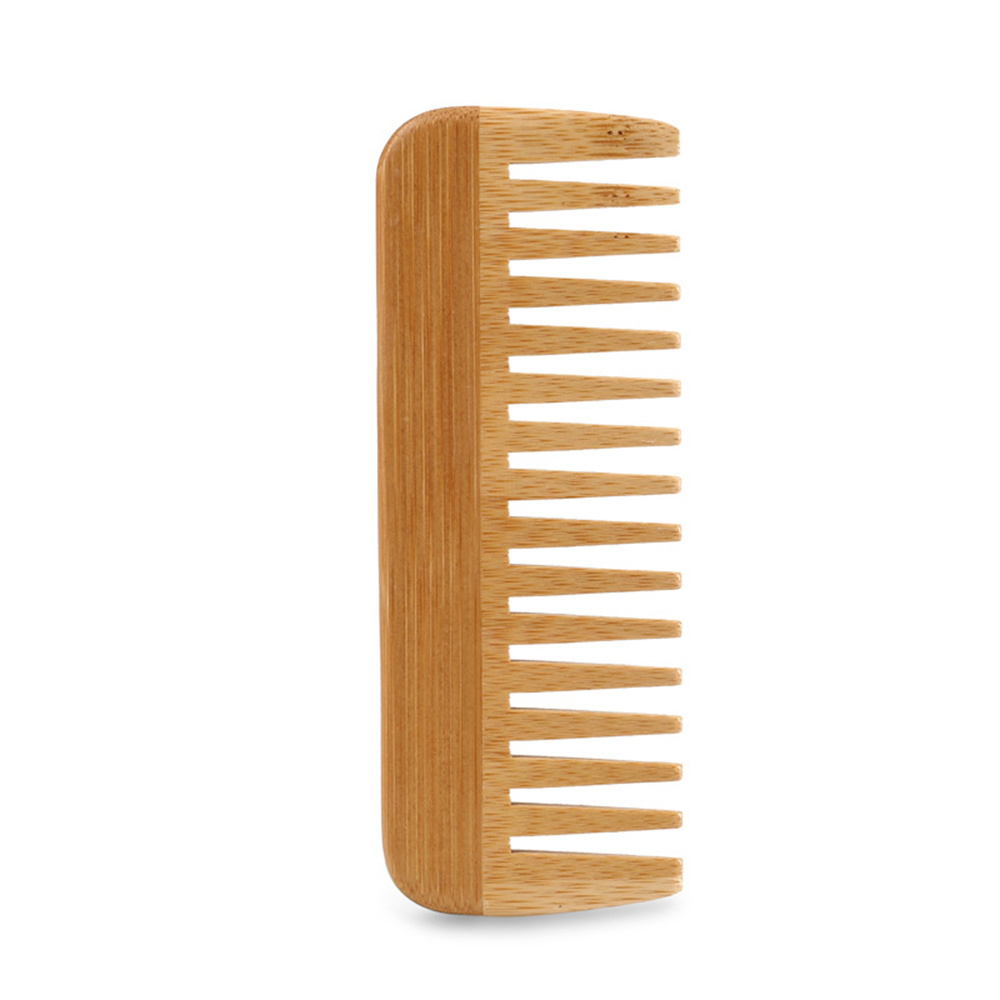 Hot Bamboo Wide Tooth Comb Detangling Anti-Static Brush Natural Curly Wavy Dry Hair For Womens and Mens Hand Polished KD