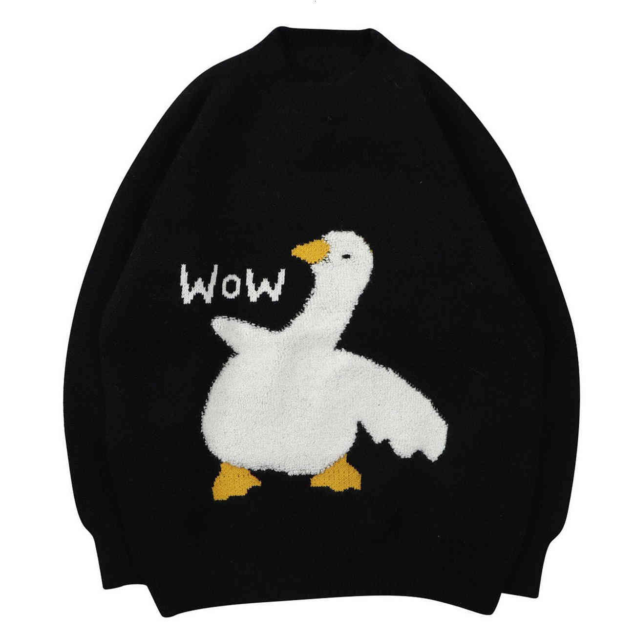 Men's Sweaters Hip Hop Oversize Knitted Sweater Men Spring Cartoon Goose Pattern Harajuku Loose Knit Pullover Coulple Streetwear ANSO, White;black
Men's Sweaters Hip Hop Oversize Knitted Sweater Men Spring Cartoon Goose Pattern Harajuku Loose Knit Pullover Coulple Streetwear ANSO, White;black