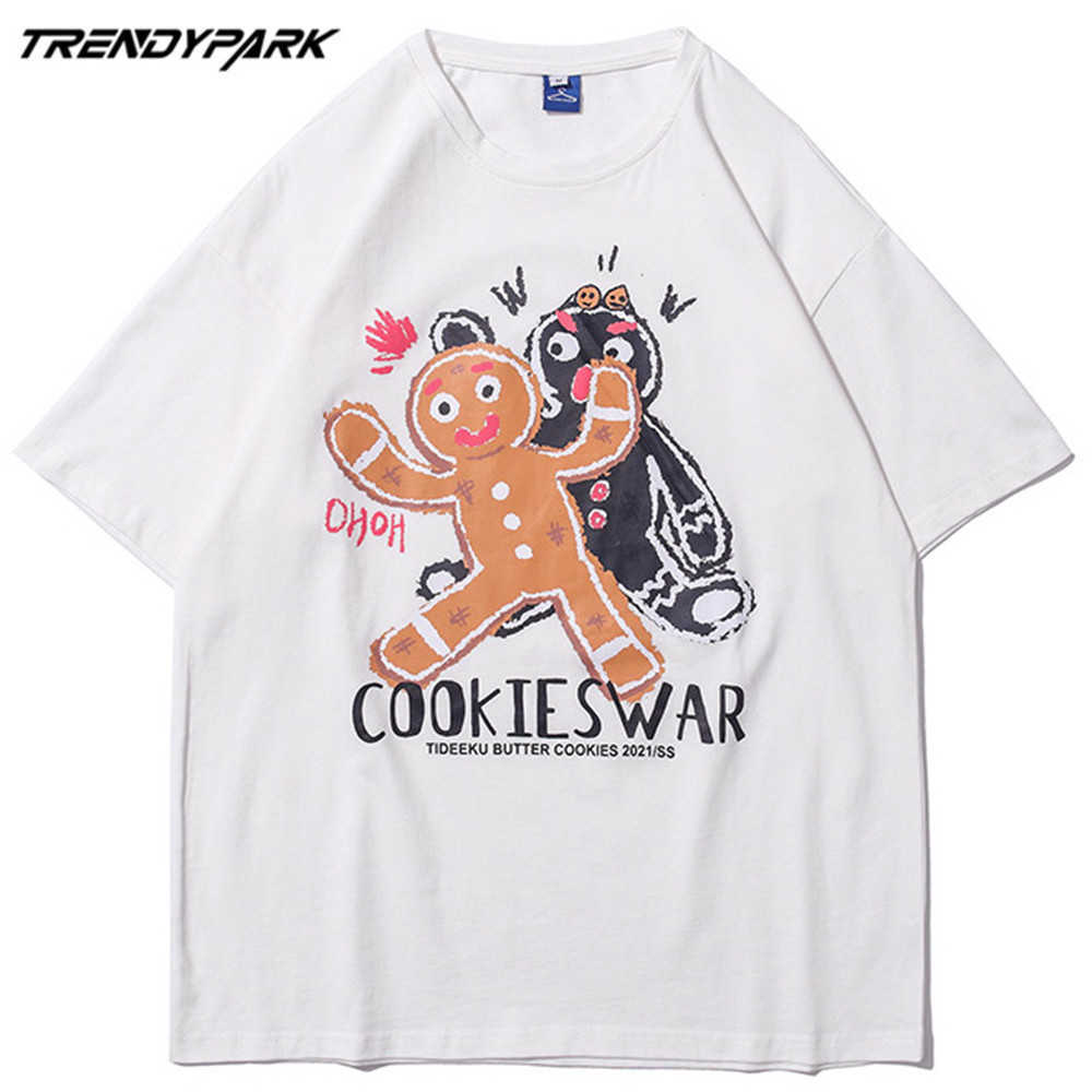 Men's T-shirt Funny Print Summer Short Sleeve Tee Hip Hop Oversized Cotton Casual Harajuku Streetwear Women Top Tshirts 210601