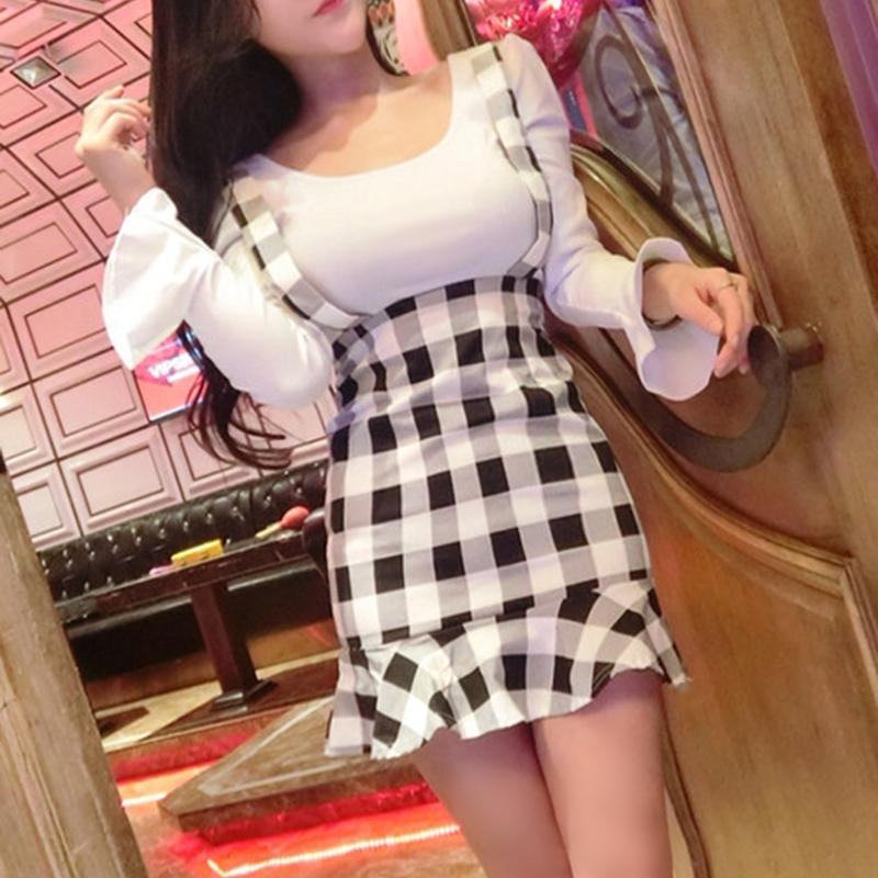 Autumn Women Bodycon Trumpet Mini Dress Ladies Casual Slim Plaid Ruffle Dresses Female Flare Long Sleeve Party Wrap Hip, Black;gray
Autumn Women Bodycon Trumpet Mini Dress Ladies Casual Slim Plaid Ruffle Dresses Female Flare Long Sleeve Party Wrap Hip, Black;gray
