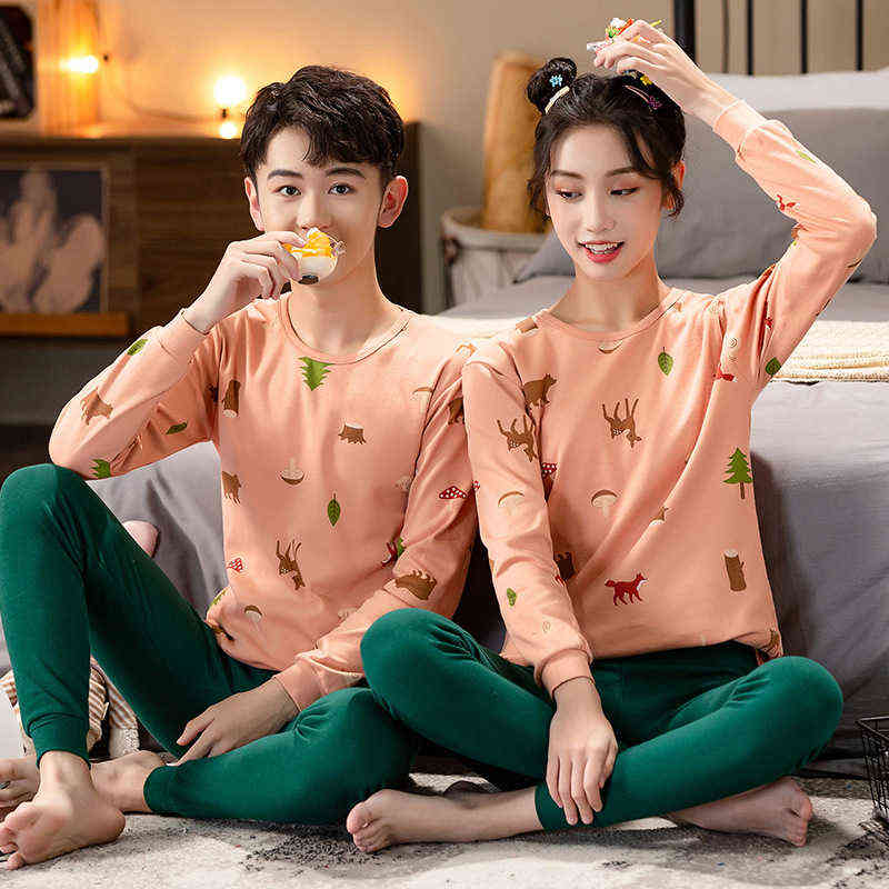 Teenage Girls Pajamas Autumn Long Sleeve Children's Clothing Boys Sleepwear Cotton Pyjamas Sets For Kids 9 10 12 14 16 Years 211105