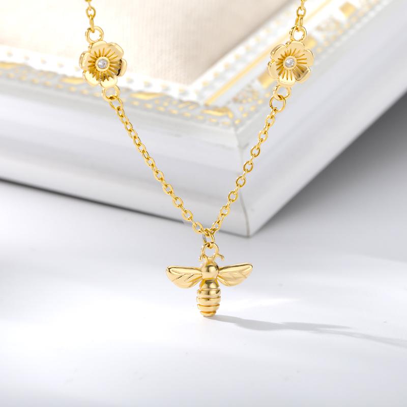 Chains Cute Bee Flower Chain Necklace For Women Gold Sliver Color Stainless Steel Collar Kpop Aesthetic Jewelry Collier Femme, Silver
Chains Cute Bee Flower Chain Necklace For Women Gold Sliver Color Stainless Steel Collar Kpop Aesthetic Jewelry Collier Femme, Silver