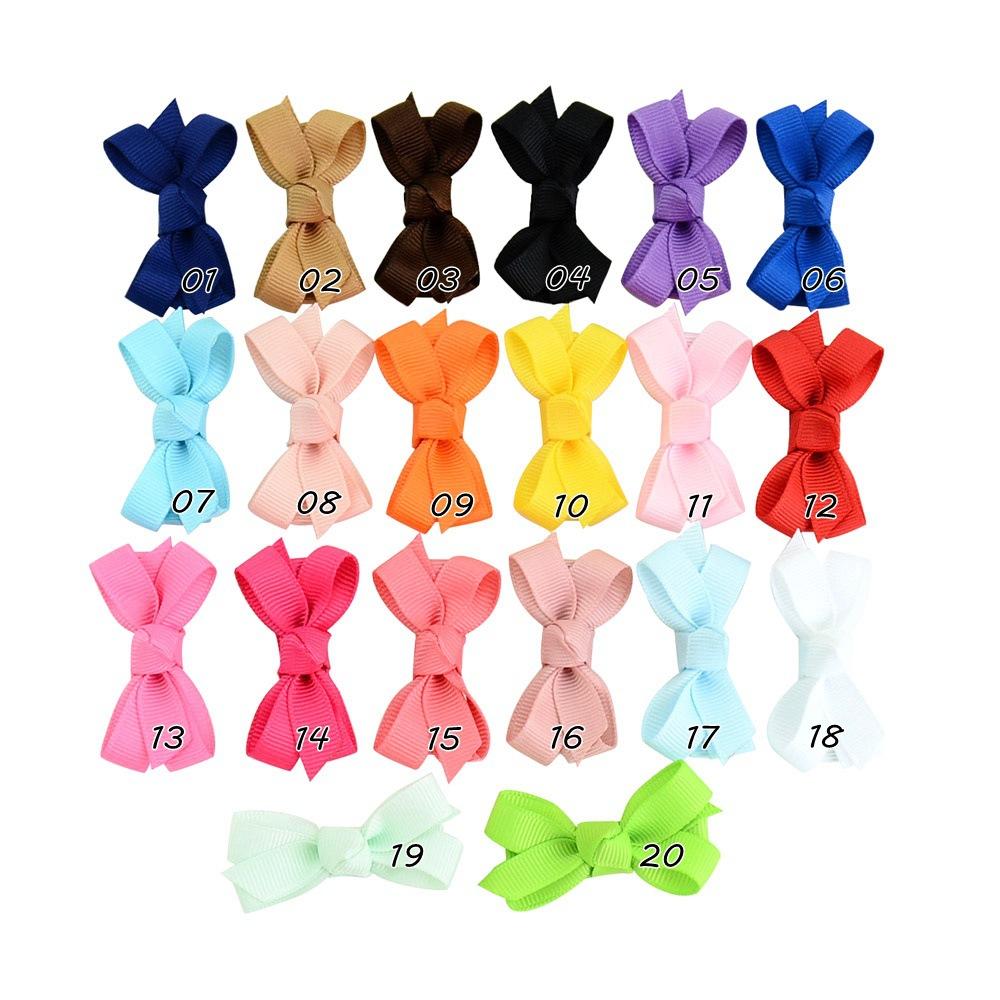 2021 Baby Infant Bow Hairpins Small Grosgrain Ribbon Bows Hairgrips Girls Solid Whole Wrapped Safety Hair Clips Kids Hair Accessories