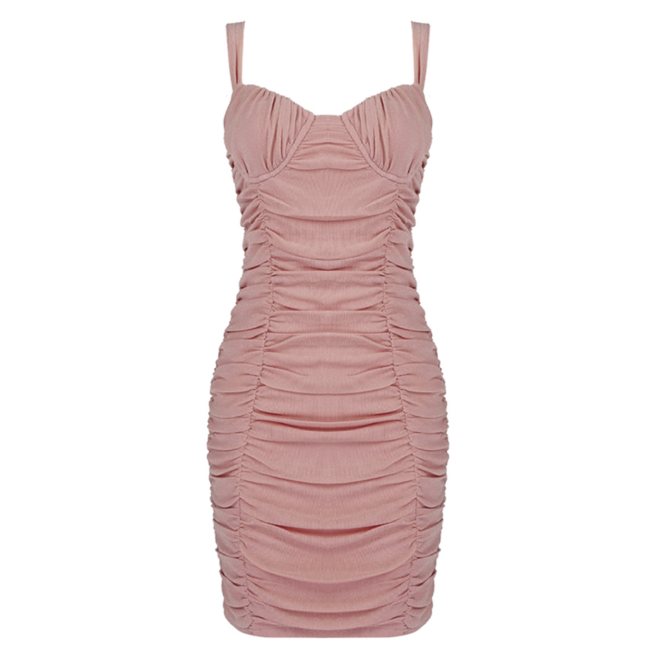 Free Women's Spaghetti Strap Dress Shiny Sleeveless Draped Bodycon Sexy Nightclub Mini es Vestidos 210524