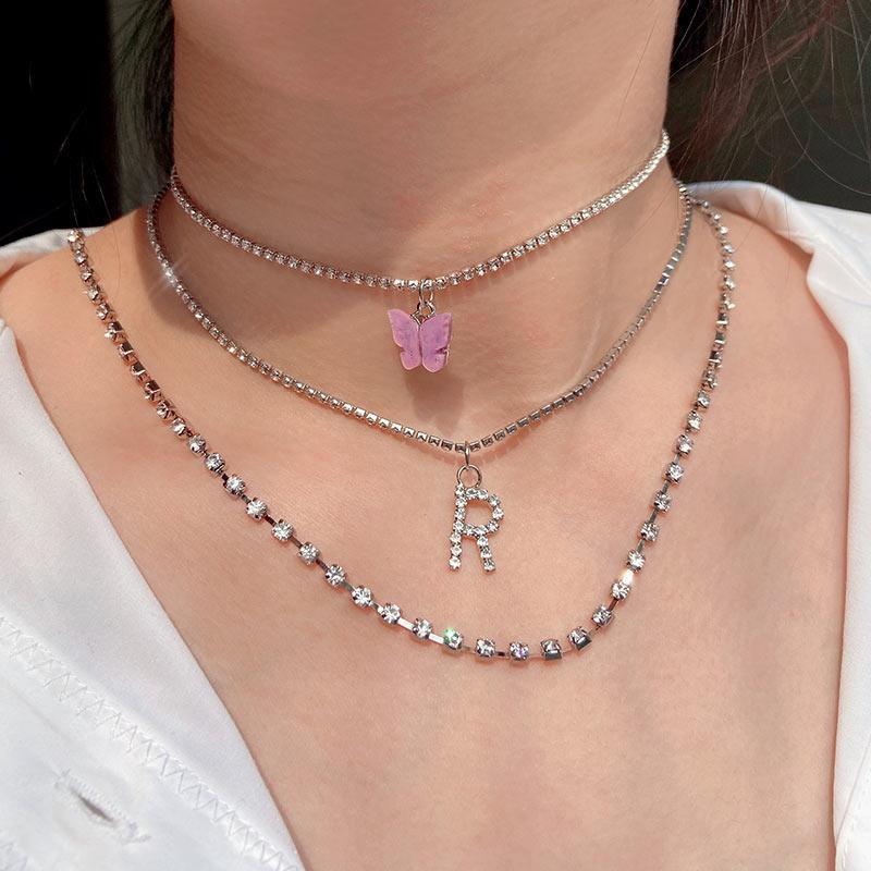 Cute Acrylic Butterfly Crystal Letter Pendant Necklace For Women Multilayer Rhinestone Tennis Chain Choker Jewelry Gift Chains
Cute Acrylic Butterfly Crystal Letter Pendant Necklace For Women Multilayer Rhinestone Tennis Chain Choker Jewelry Gift Chains