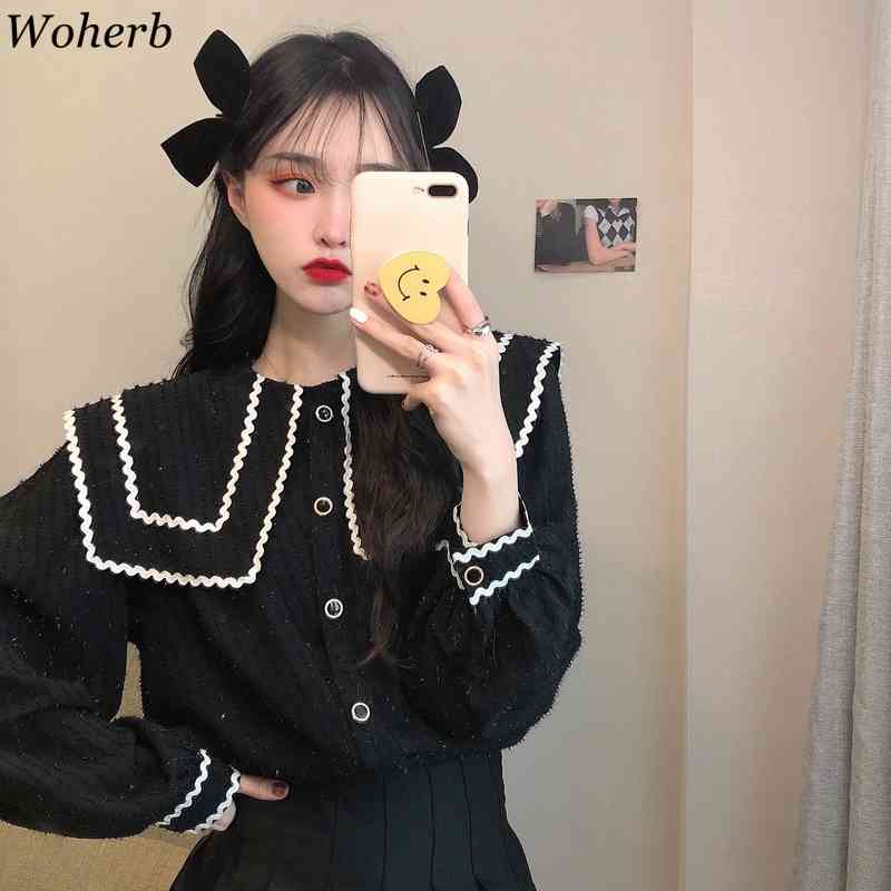 Korean Blouse Turn Down Collar Long Sleeve Shirts Women Summer All Match Casual Loose Fashion Tops Blusas 210519