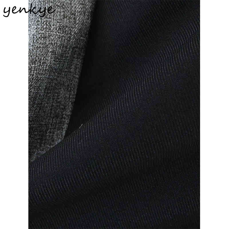 Vintage Hit Color Cropped Blazer Women Notched Neck Long Sleeve Short Jackets Fashion Suit Plus Size Tops 210430