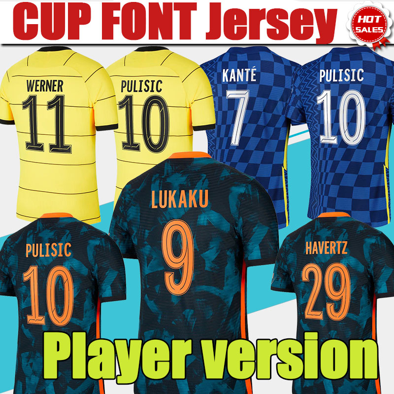 Player Version Cup Font #9 LUKALU #10 PULISIC Home Blue Soccer Jerseys 2021/2022 Men #11 WERNER #19 MOUNT Soccer Shirt 21/22 #7 KANTE #29 HAVERTZ 3rd Football uniforms, 3rd no patch
Player Version Cup Font #9 LUKALU #10 PULISIC Home Blue Soccer Jerseys 2021/2022 Men #11 WERNER #19 MOUNT Soccer Shirt 21/22 #7 KANTE #29 HAVERTZ 3rd Football uniforms, 3rd no patch