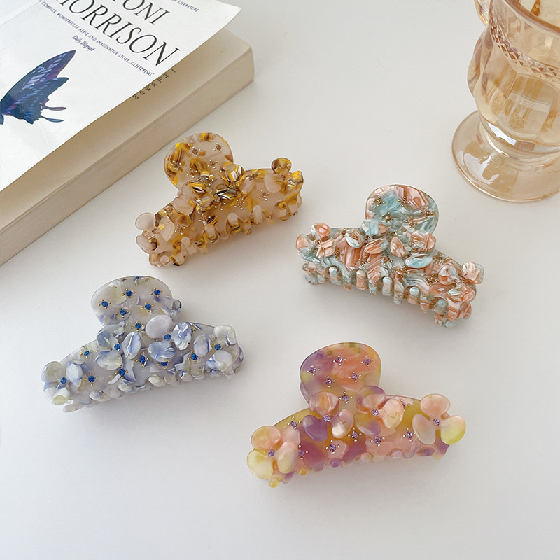 Yamog Flowers Crystal Multicolor Acetic Acid Hair Clamps European Geometric Alloy Floral Middle Size Claw Clips Women Scrunchies Ponytail Head Hair Accessories
Yamog Flowers Crystal Multicolor Acetic Acid Hair Clamps European Geometric Alloy Floral Middle Size Claw Clips Women Scrunchies Ponytail Head Hair Accessories