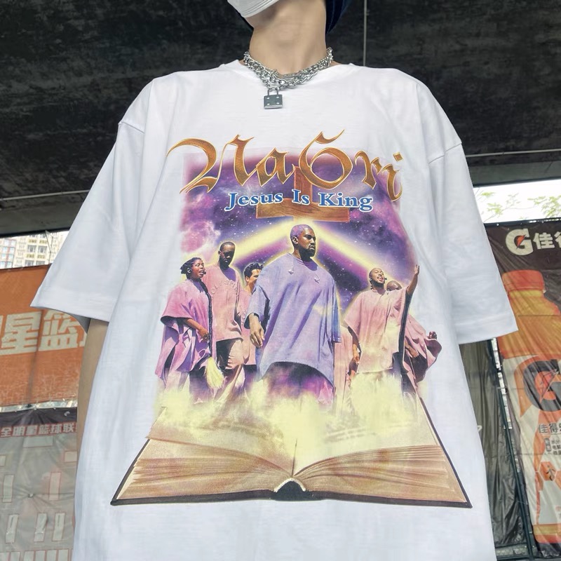 Mens T shirt kanye west High street Oil painting printing tshirt Men women same top short sleeves Character tops Jesus is king kanyes merch, White;black
Mens T shirt kanye west High street Oil painting printing tshirt Men women same top short sleeves Character tops Jesus is king kanyes merch, White;black