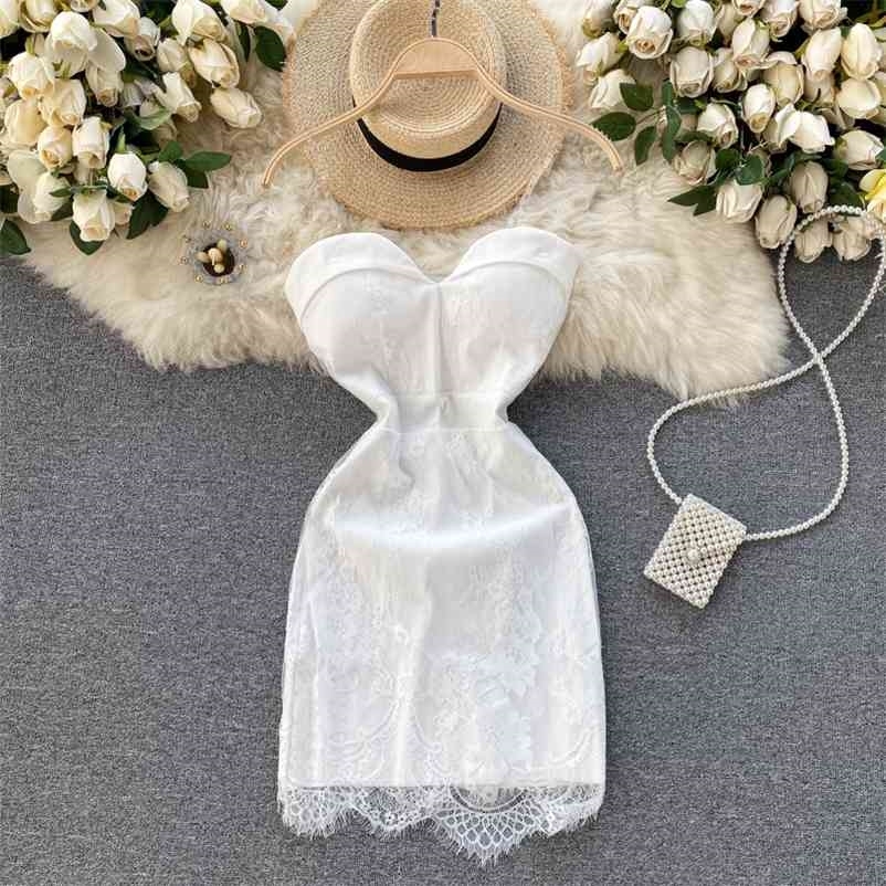 Women Open Back Strapless Lace Waist Buttocks Mini Dress V-neck High Slim Fashion Spring Summer 11B315 210525, White
Women Open Back Strapless Lace Waist Buttocks Mini Dress V-neck High Slim Fashion Spring Summer 11B315 210525, White