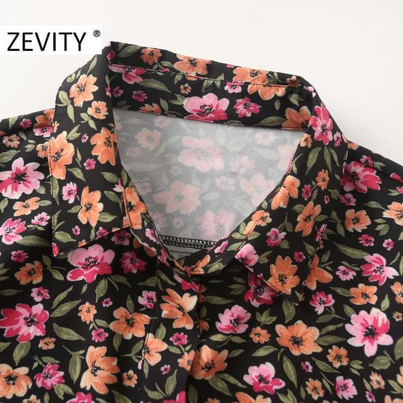 Zevity Autumn Women Fashion Turn Down Collar Flower Print Shirt Dress Office Ladies Chic Bow Tied Sashes Casual Vestido DS4574 210603