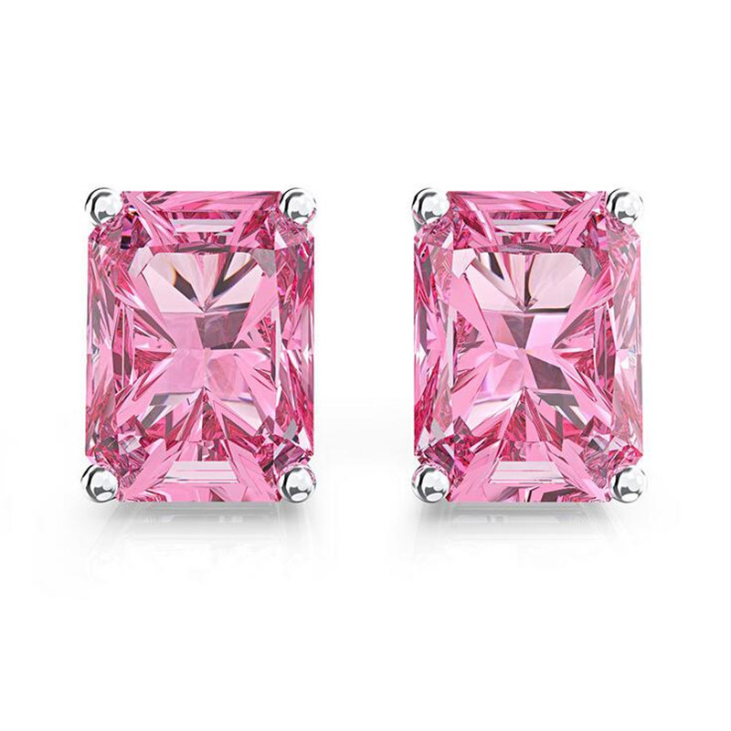 Sterg Sier Princess Cut Multicolor Zircon Gemstone Stud Earrings: Handmade Jewelry for Women