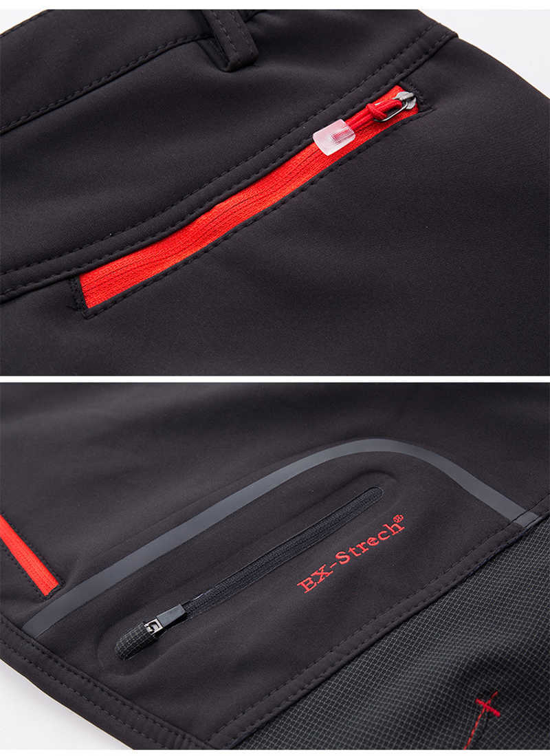 Summer Hiking Pants Men Stretch Softshell Fleece Fishing Pants Outdoors Sports Tactical Waterproof Mountain Trekking Pants Mens Y0811