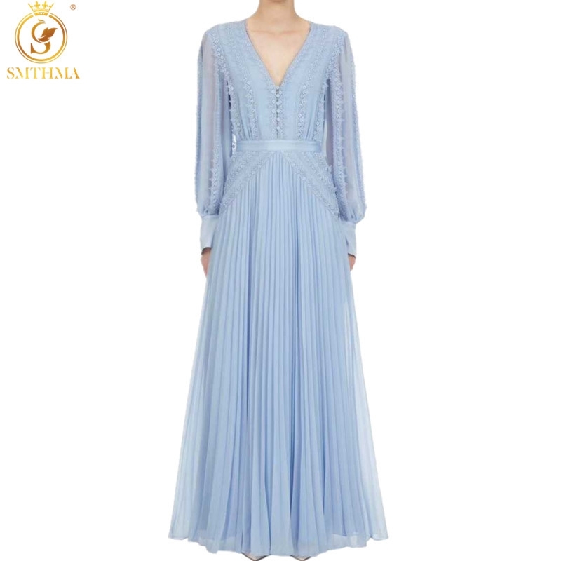 Ladies Full Sleeve Pleated Dress Robe Women's Sexy V Neck Blue Lace Chiffon Patchwork Long Vestidos 210520, Photo color
Ladies Full Sleeve Pleated Dress Robe Women's Sexy V Neck Blue Lace Chiffon Patchwork Long Vestidos 210520, Photo color