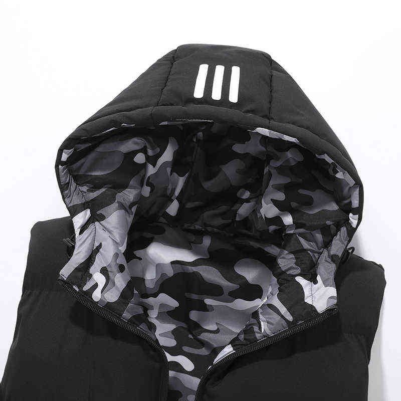 Winter Men's Waistcoat Jacket Camouflage Sleeveless Jacket Warmth Size M-8XL Couple Jacket Double-sided Waistcoat Men Chaleco 211111