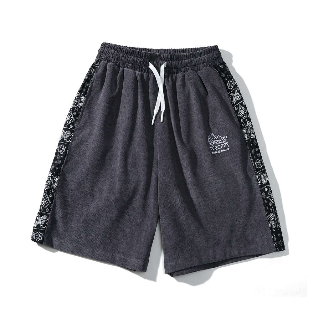 shorts Vs men's wear | 2021 spring and summer casual corduroy shorts wo shirt 6056, White;black