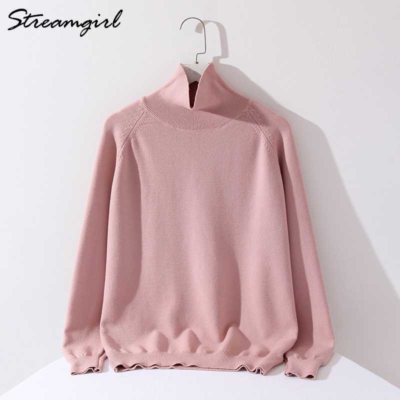 Women's Turtleneck Sweaters Autumn Winter Women's Jumper Knitted Pink Top Black Cashmere Sweater Women Turtleneck Pullovers 210918
