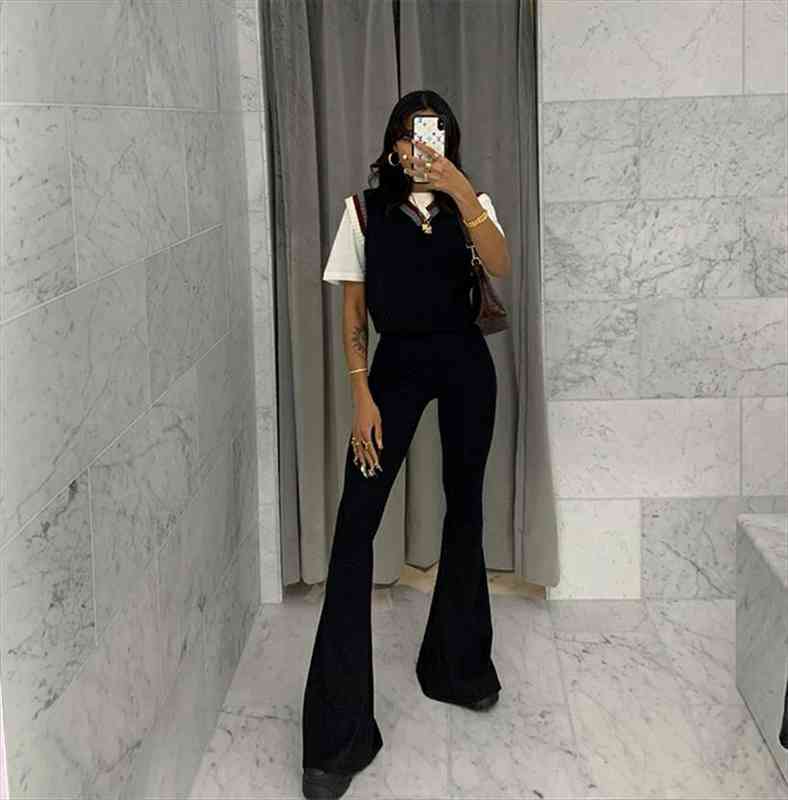 solid color flare casual women capris high waist stretch skinny bell bottom, Black;white
solid color flare casual women capris high waist stretch skinny bell bottom, Black;white