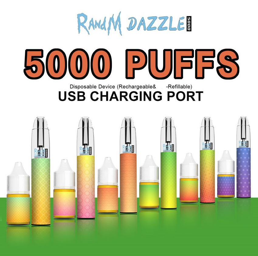 Original Randm Dazzle 5000 Puffs Disposable Pod Device Kit E-cigarette Rechargeable Battery Prefilled 10ml Cartridge Vape Pen Authentic Vs F
Original Randm Dazzle 5000 Puffs Disposable Pod Device Kit E-cigarette Rechargeable Battery Prefilled 10ml Cartridge Vape Pen Authentic Vs F