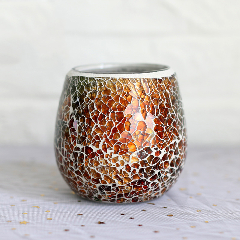 Crystal Glass Mosaic Candle Holder Wedding Restaurant Creative Candlestick Home Decoration candelabrum Handicraft Ornaments Mixed Colors H260310