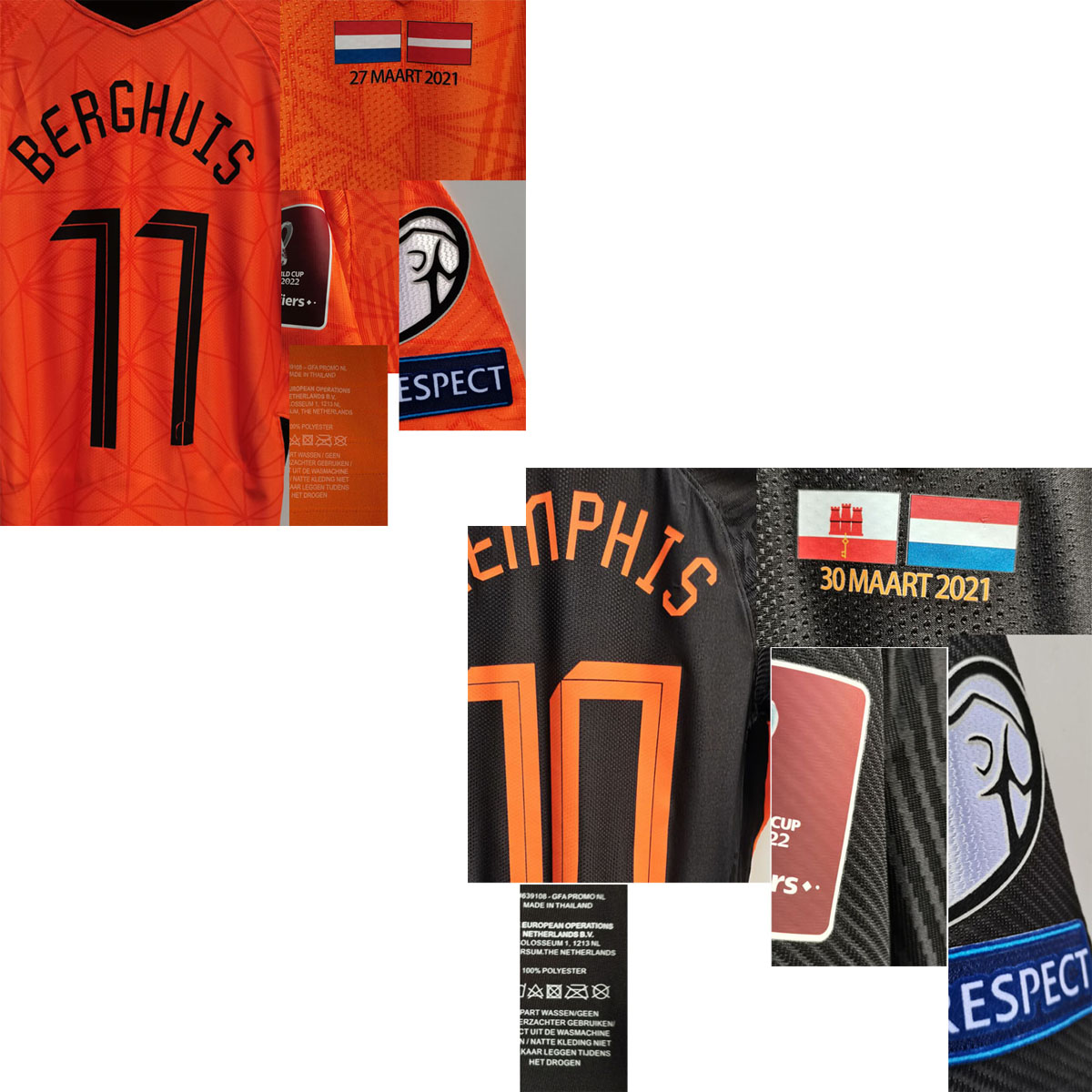 American College Football Wear 2021 Match Worn Player Issue Berghuis F.DE Jong DE Ligt Virgil Wijnaldum With MatchDetail Shirt, Player version vs latv-ia 
American College Football Wear 2021 Match Worn Player Issue Berghuis F.DE Jong DE Ligt Virgil Wijnaldum With MatchDetail Shirt, Player version vs latv-ia