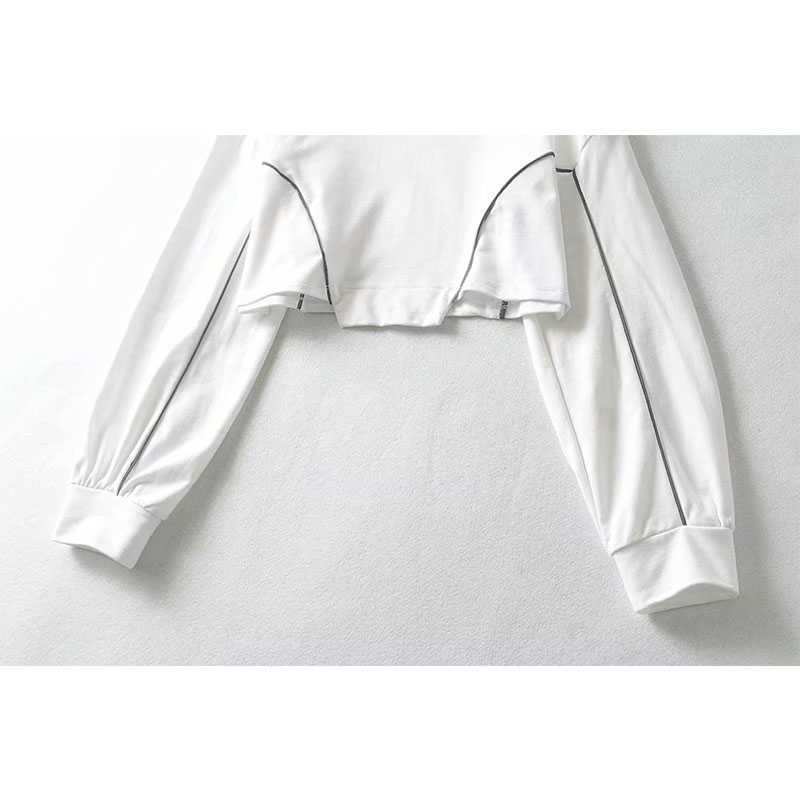 Sweatshirt Women Causal Patchwork Sweat Hoodies Long Sleeve O-neck Spring Crop Top Jumper 210628