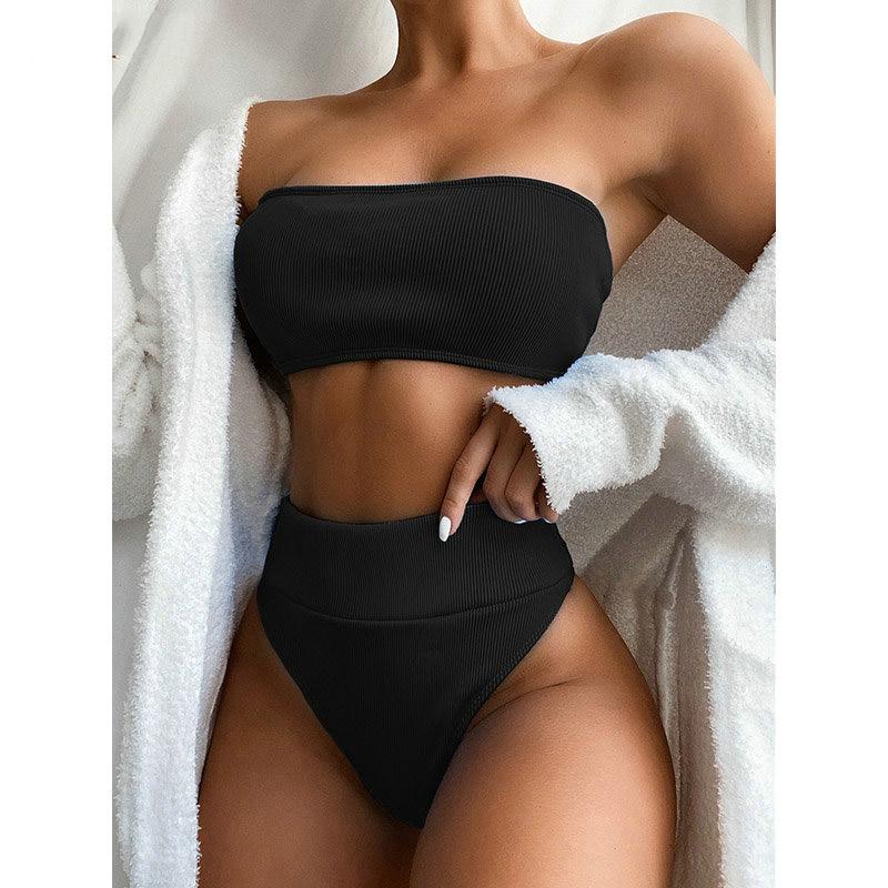 Women' Swimwear High Waist Bikinis Bandeau Swimsuits Women Black Strapless Biquini Cut Bathing Suit 2021 Beachwear
Women' Swimwear High Waist Bikinis Bandeau Swimsuits Women Black Strapless Biquini Cut Bathing Suit 2021 Beachwear
