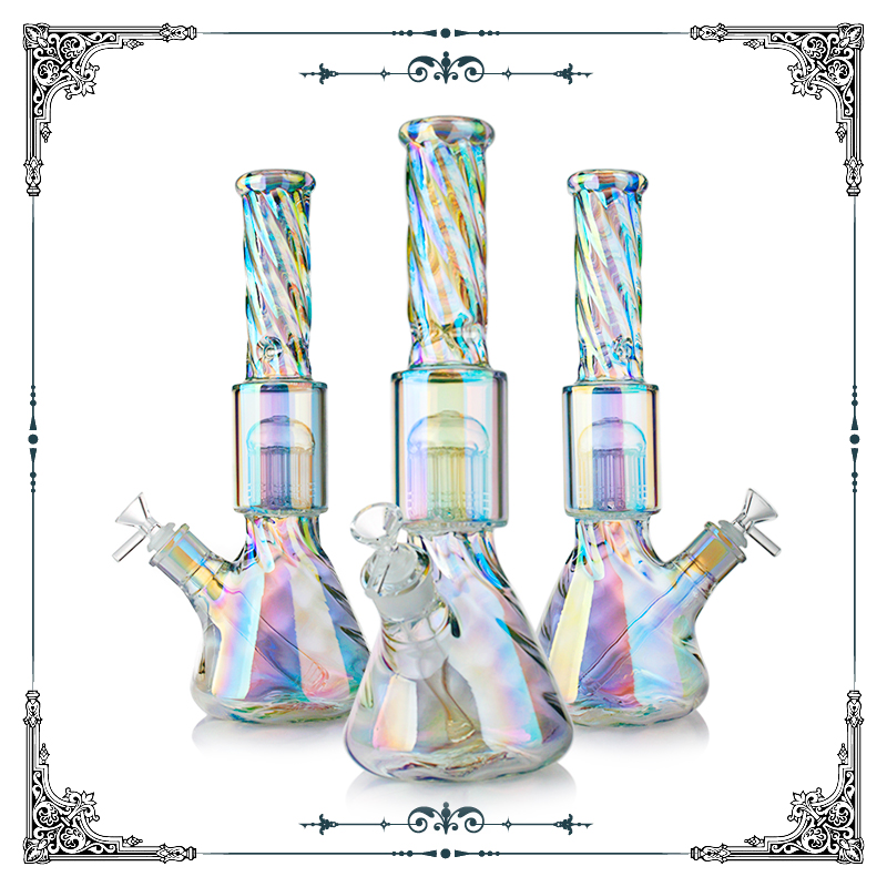 Twisty Thick glass iridescent beaker Bong Heady Dab Rigs Holographic Rainbow glass pipes water pipes smoking bongs with 10 arms perc 14 inch
Twisty Thick glass iridescent beaker Bong Heady Dab Rigs Holographic Rainbow glass pipes water pipes smoking bongs with 10 arms perc 14 inch