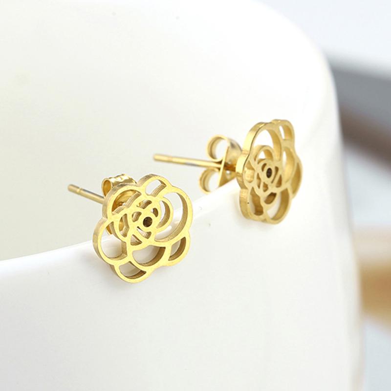 Stud Stainless Steel Fashion Rose Flower Gold Earrings Bridal Jewelry Cute For Women's Wedding Gifts, Golden;silver
Stud Stainless Steel Fashion Rose Flower Gold Earrings Bridal Jewelry Cute For Women's Wedding Gifts, Golden;silver