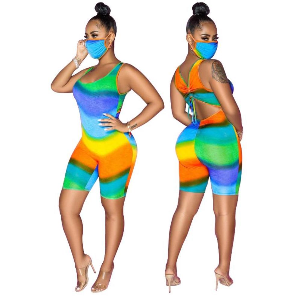 Women Backless Tank Short Playsuit Drawstring Sexy Back Multi-color Printed Skinny Jumpsuit Sexy Summer Bodysuits Rompers Shorts, Black;white
Women Backless Tank Short Playsuit Drawstring Sexy Back Multi-color Printed Skinny Jumpsuit Sexy Summer Bodysuits Rompers Shorts, Black;white