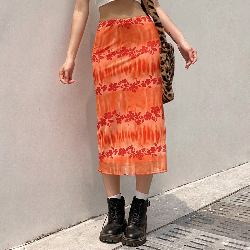 Women Dress Orange Floral Long Skirts Y2K Summer Skirts Frill Sweet Cute Mid-Calf Skirts Women Beach Style Bottom 2021
Women Dress Orange Floral Long Skirts Y2K Summer Skirts Frill Sweet Cute Mid-Calf Skirts Women Beach Style Bottom 2021
