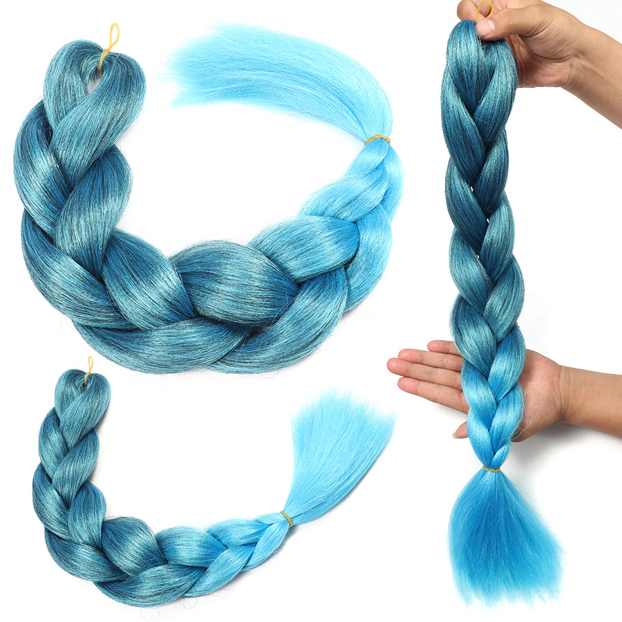 African Dirty Braided , Crocheted Hair, Gradient Colored Big Braid, European and American Wig Low Temperature Wire 26 inches 100g