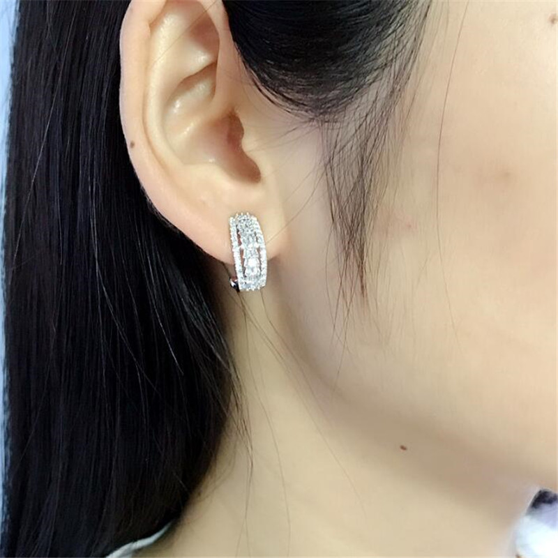 Sterg Sier Ear Cuff: Princess Cut White Topaz & CZ Eternity Wedding Clip Earrings