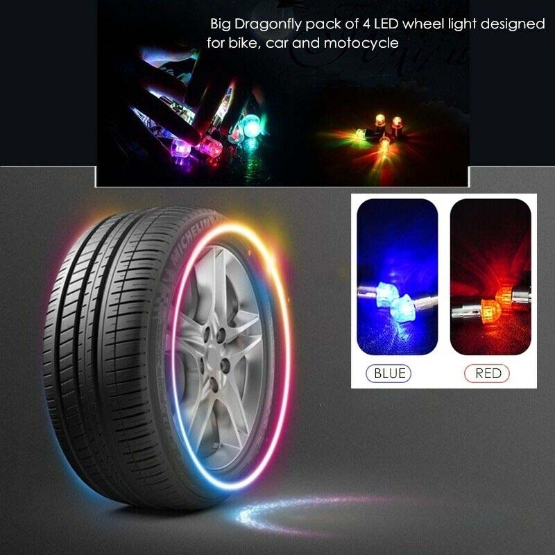 Car Wheel Tire Valve Caps Bicycle Motocycle LED Lights Cycling Lantern Spokes Hub Tyre Lamp Bike Bulbs Accessories 2pcs/pair