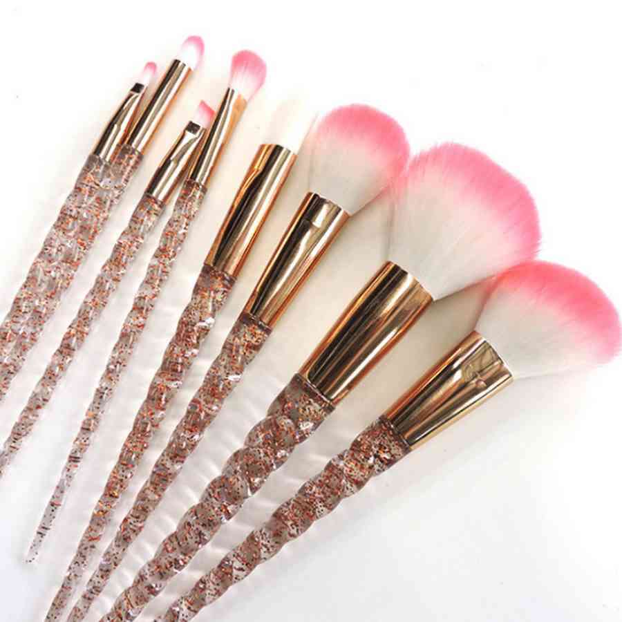 20sets 8pcs/set Crystal Unicorn Brush Makeup Brush Set Eyebrow Brush Rose Golden Portable Brushes Brocha De Maquillaje