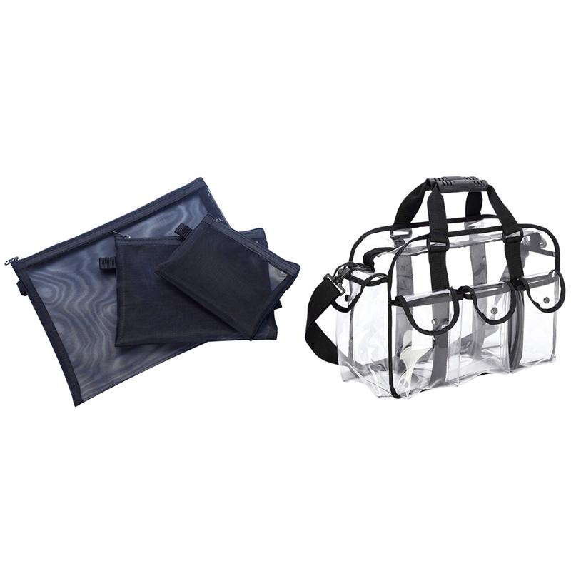 Set Nylon + Mesh Makeup Bag Storage (S/M/L) & 1 Pcs PVC Travel Shoulder Strap Adjustable Cosmetic Bags Cases
Set Nylon + Mesh Makeup Bag Storage (S/M/L) & 1 Pcs PVC Travel Shoulder Strap Adjustable Cosmetic Bags Cases