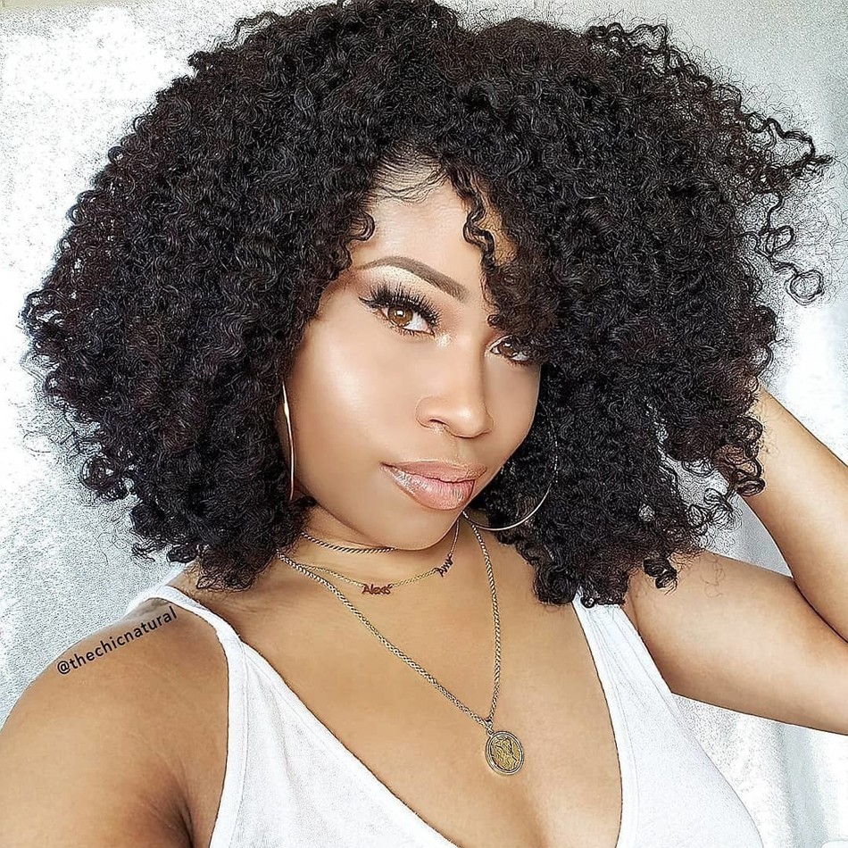 200 Density Short Afro Kinky Curly Remy Brazilian Human Hair Wigs With Bangs Full Lace Front Synthetic Wig For Women