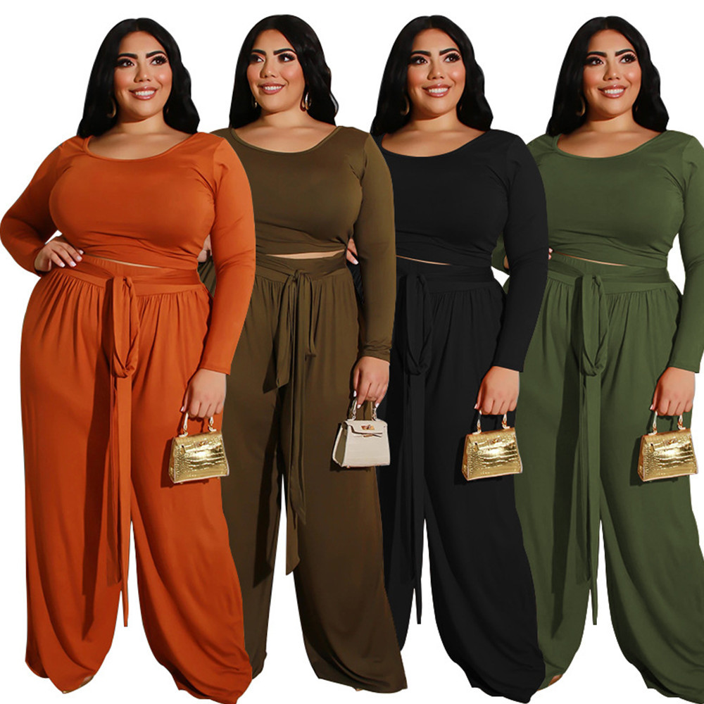 ZJFZML ZZ Women Clothing 2 Piece Set Large Size Long Sleeve O-neck Crop Top+wide Leg Pant Knitted Suit Dropshipping Wholesale, Black
ZJFZML ZZ Women Clothing 2 Piece Set Large Size Long Sleeve O-neck Crop Top+wide Leg Pant Knitted Suit Dropshipping Wholesale, Black