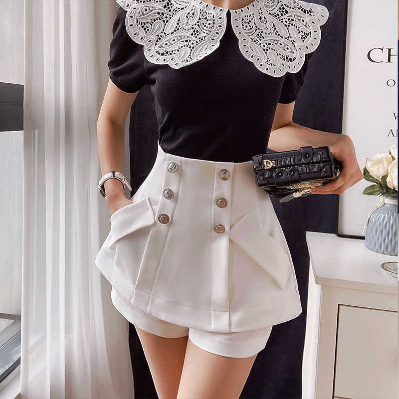 Dabuwawa Exclusive Summer Shorts Skirts Women Double Breasted Pocket Zipper High Waist Fashion Shorts Bottom Female DO1BQK002 210611