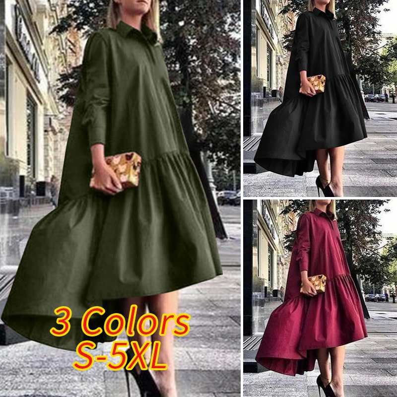 2021Plus Size Shirt Dress 2021 VONDA Casual Turn Down Neck Long Sleeve Solid Dresses Bohemian Party Vestidos Femme Elegant Robe, Black;gray
2021Plus Size Shirt Dress 2021 VONDA Casual Turn Down Neck Long Sleeve Solid Dresses Bohemian Party Vestidos Femme Elegant Robe, Black;gray