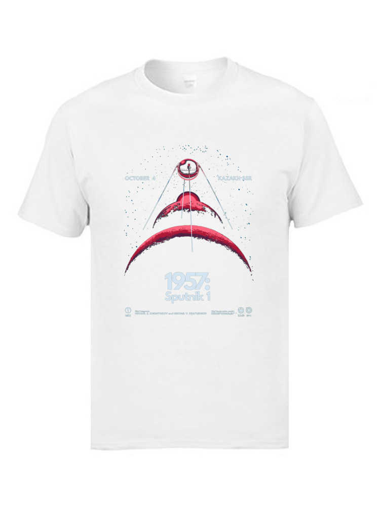 Soviet Sputnik Artificial Satellite Space T Shirts Father Tee est 100% Cotton Fabric Men Top T-shirts Customized 210629